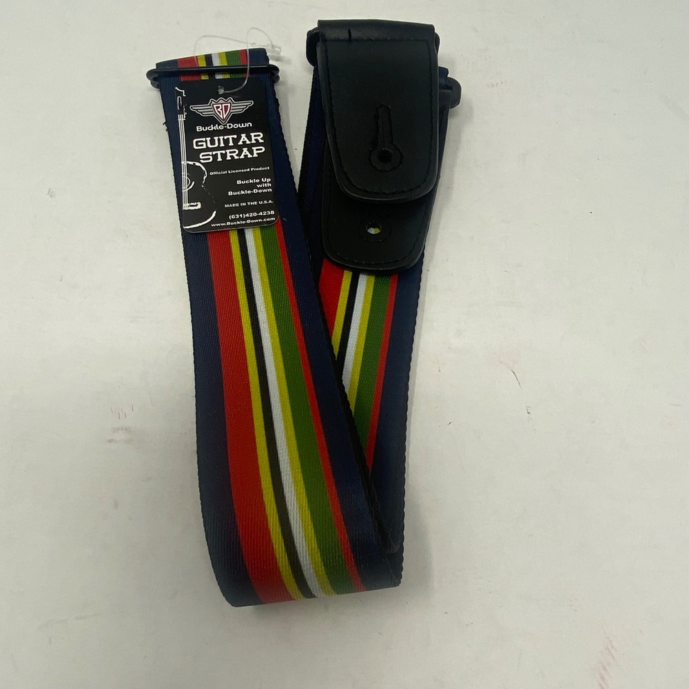 Buckle-Down Multi Color Striped Guitar Strap Navy Blue Polyester Made in USA NEW